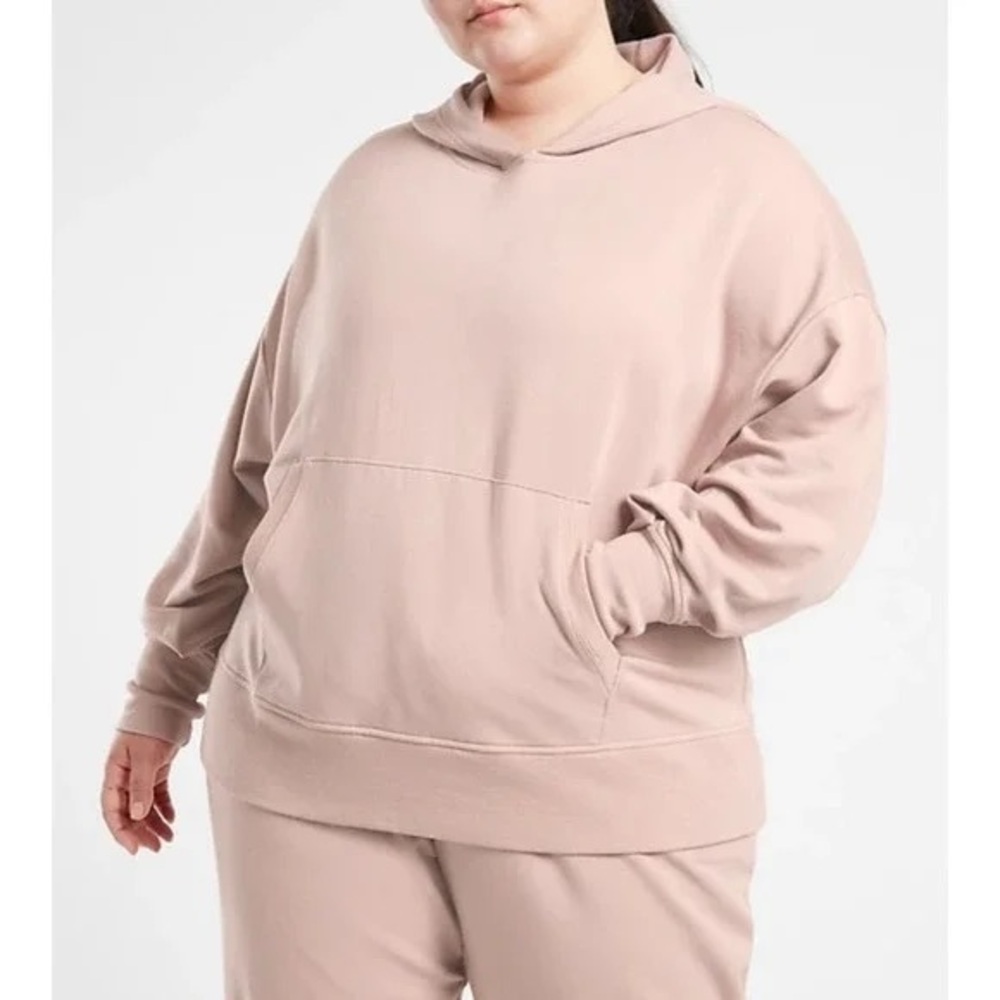 Athleta Balance Hoodie Pullover Sweatshirt in Taupe 1X EUC